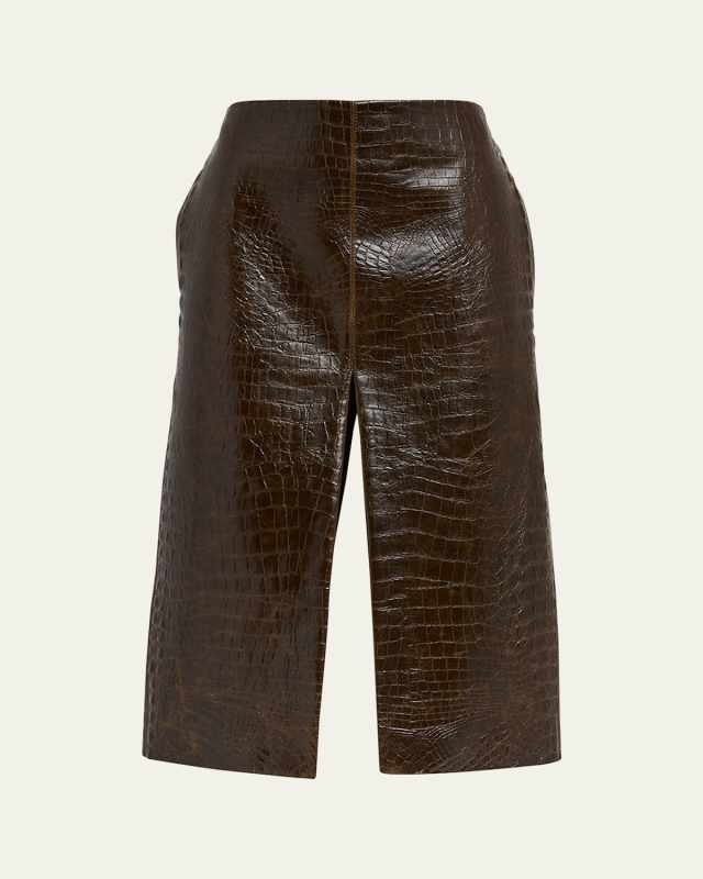 Altermat Croc-Embossed Midi Skirt